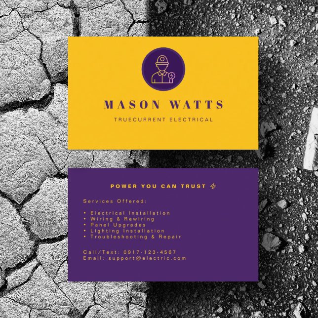 Personalise Electrical Power Services Installation Business Card (Personalize with your business card details)