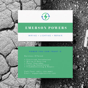 Personalise Electrician Powers Repair Service Business Card