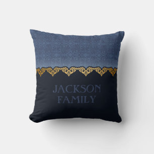 Personalise Elegant Dark Damask Pattern Cushion