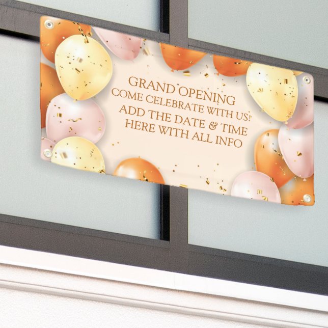 Personalise Elegant Grand Opening Balloons Foil  Banner (Outside Building)