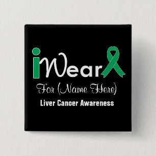 Personalise Emerald Green Ribbon Liver Cancer 15 Cm Square Badge