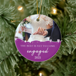 Personalise Engaged 2025 - The Best Is Yet To Come Ceramic Tree Decoration