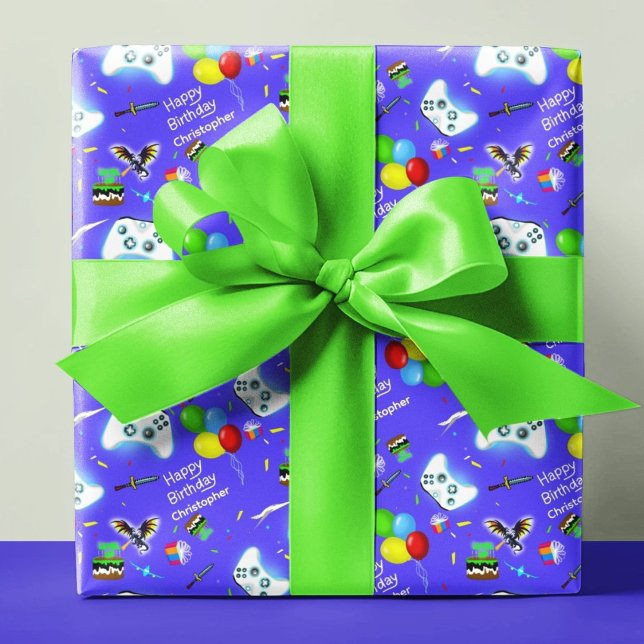Personalise Epic Gamer Birthday Critical Hit!  Wrapping Paper (Creator Uploaded)