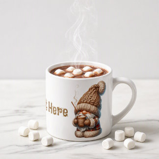 Personalise Espresso Cup with Cocoa Sipping Gnome