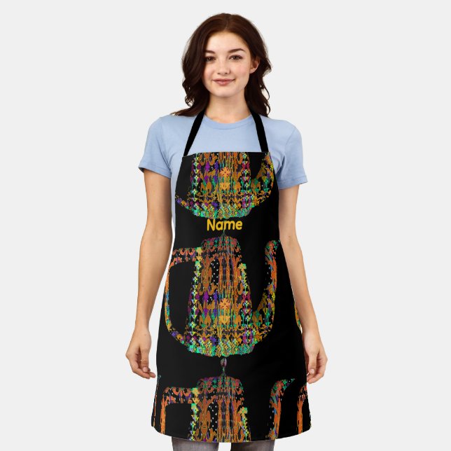 Personalise Exotic Coffee Pot Chef Kitchen Gift  Apron (Worn)