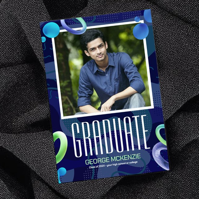 Personalise fancy blue graduation announcement (Creator Uploaded)