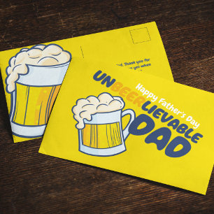 Personalise Father's Day Unbeerlievable Dad Postcard