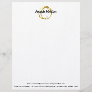 Personalise Faux Gold Painted Circle Designe Logo Custom Letterhead