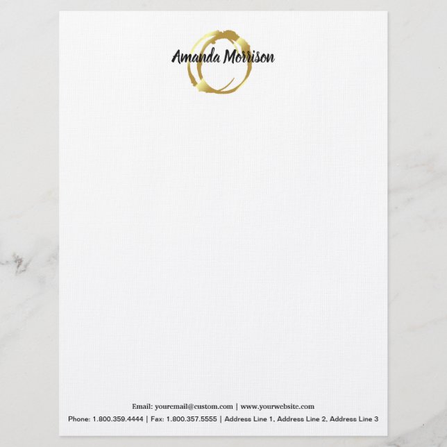 Personalise Faux Gold Painted Circle Designe Logo Custom Letterhead (Front)