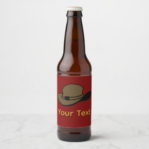 Personalise Fedora Hat Dk Red Beer Bottle Label
