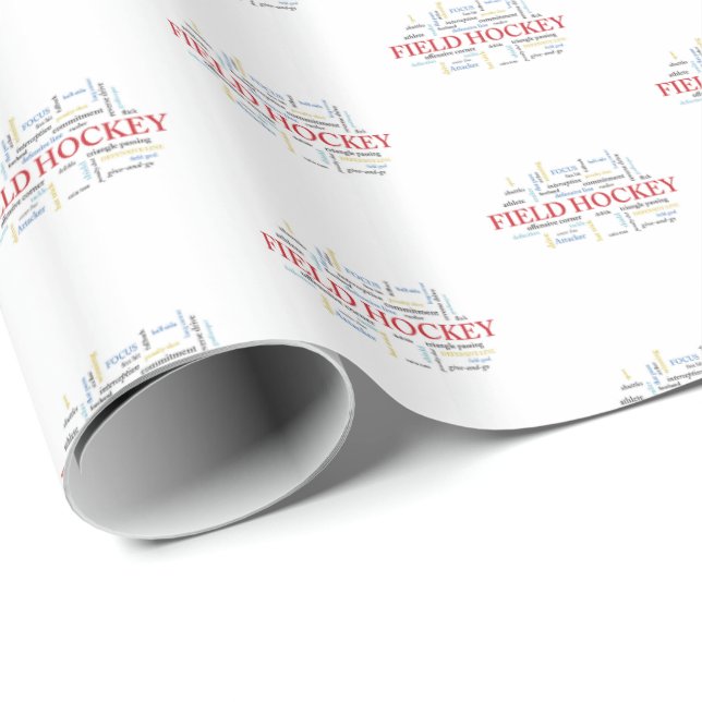Personalise, Field Hockey Coach Thank You in Words Wrapping Paper (Roll Corner)