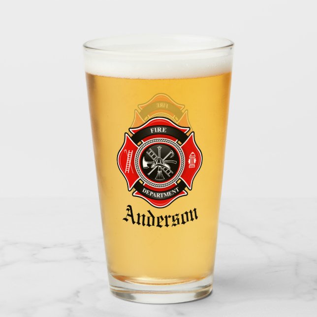 Personalise Firefighter Maltese Cross Medallion Glass (Front Filled)