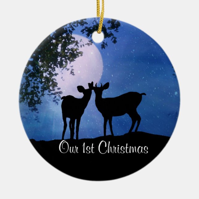 Personalise First Christmas Together Deer Ornament (Front)