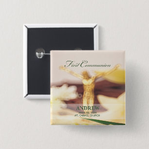 Personalise, First Communion Congratulations 15 Cm Square Badge