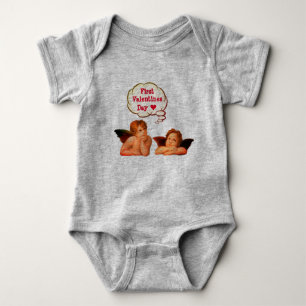 Personalise FIRST VALENTINES DAY Cherub Angel Baby Bodysuit