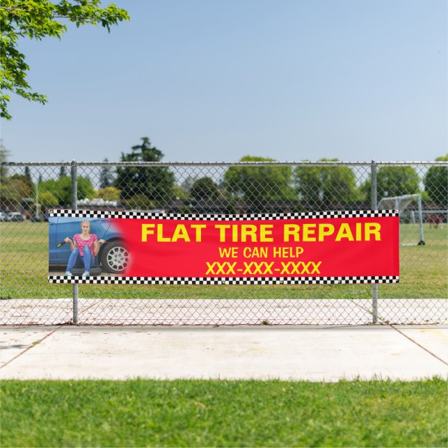 Personalise Flat Tire Repair We Can Help Large Banner (Insitu)