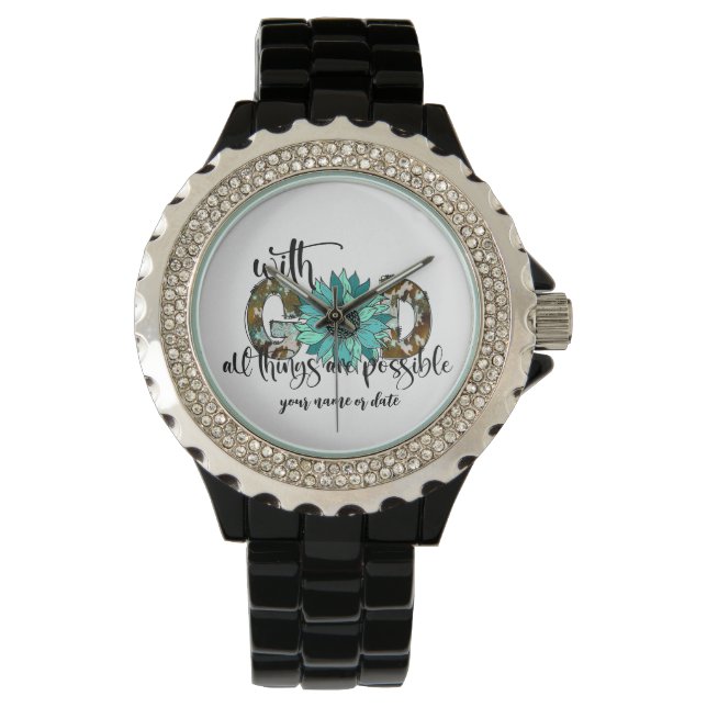 Personalise Floral design with God Watch (Front)