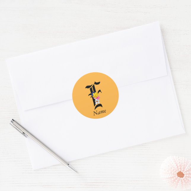 Personalise Floral Monogram F + Name Envelope Seal (Envelope)