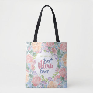 Personalise Floral Watercolor Mother's Day Tote Bag