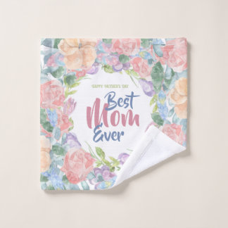 Personalise Floral Watercolor Mother's Day Wash Cloth