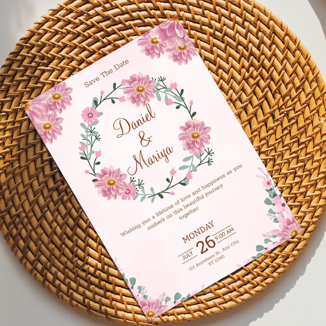 Personalise Floral wedding Invitation (Creator Uploaded)