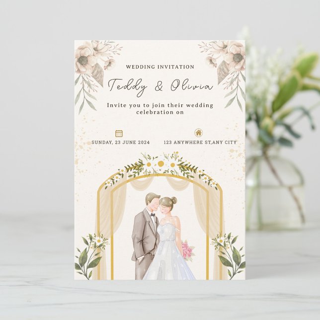 Personalise Floral wedding Invitation (Creator Uploaded)