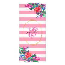 personalise floral with pastel pink stripes