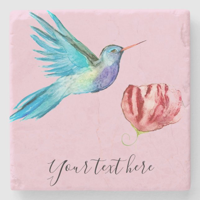 Personalise flower and bird art Stone Coaster (Front)
