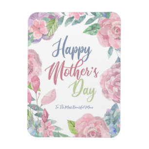 Personalise Flowery Watercolor Mother's Day Magnet