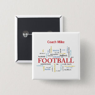 Personalise, Football Coach Thank You in Words 15 Cm Square Badge