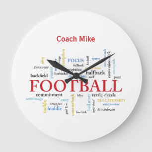 Personalise, Football Coach Thank You in Words Large Clock