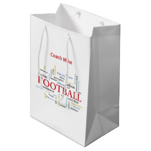 Personalise, Football Coach Thank You in Words Medium Gift Bag