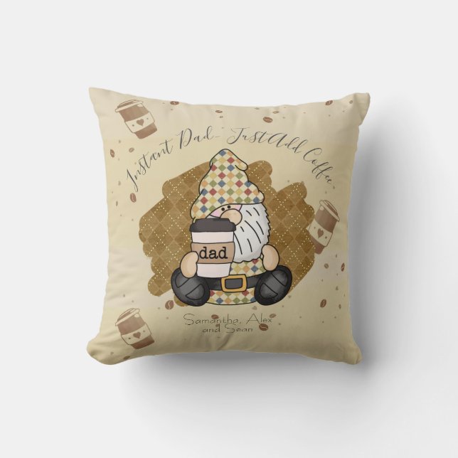 Personalise for Coffee Lover Dad | Vintage Cushion (Front)