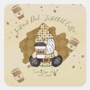 Personalise for Coffee Lover Dad Vintage Square Sticker