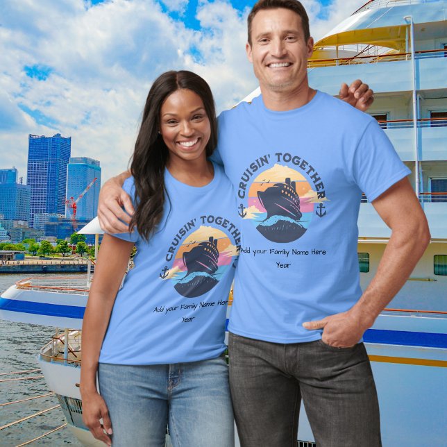  Personalise for Family Cruise BLUE Personalise T-Shirt (customize)