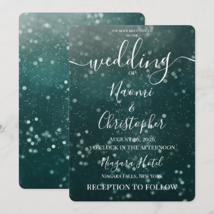 Personalise: Forest Green Bokeh Wedding Invitation