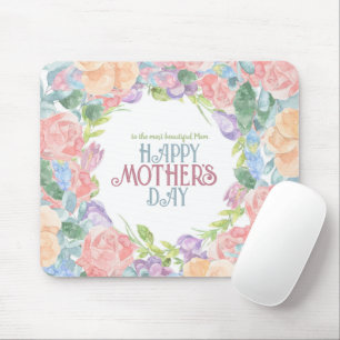 Personalise Four Flowers Watercolor Mother's Day Mouse Pad