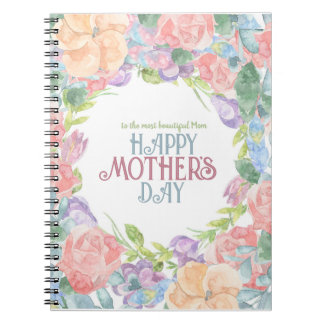 Personalise Four Flowers Watercolor Mother's Day Notebook