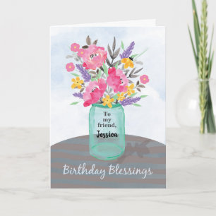Personalise Friend Name Birthday Blessings Jar Card