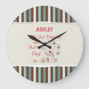 Personalise, From Group, Happy Nurses Day, Bird Large Clock