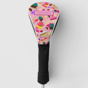 Personalise .. Fun, Bright Pink Cupcake Golf Head Cover