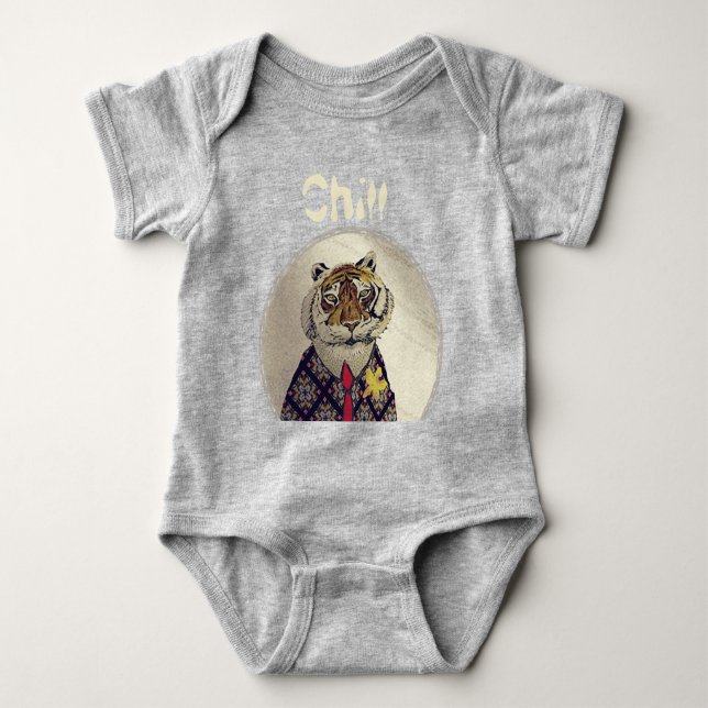 Personalise Fun Chill Tiger  Baby Bodysuit (Front)