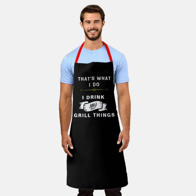 Personalise Funny I Drink & I Grill Baker's Chef  Apron (Worn)