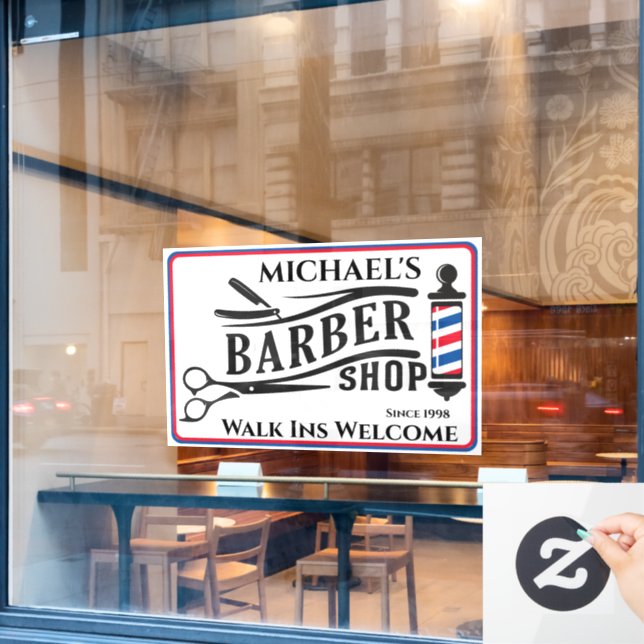 Personalise Generic Barber Shop Pole Business  (Cafe Window)