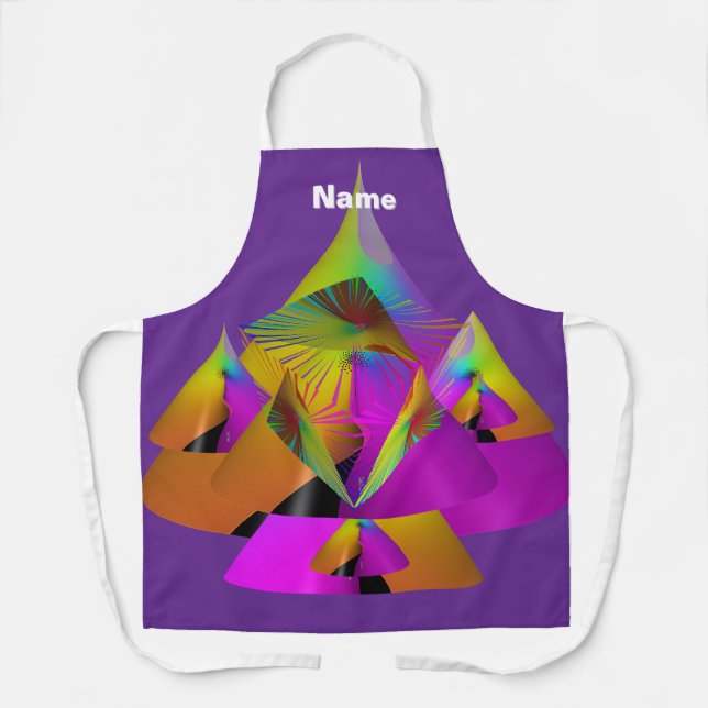 Personalise Geo Pyramid Cone Purple  Apron (Front)