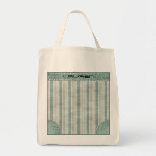 Personalise Geometric Aqua & White Linen Stripes Tote Bag