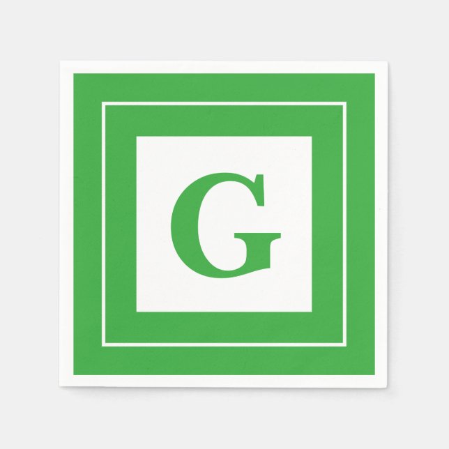 Personalise: Geometric Minimalist Green Initial Napkin (Front)
