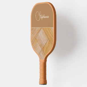 Personalise Geometric Pattern Brown Tan Gold Pickleball Paddle
