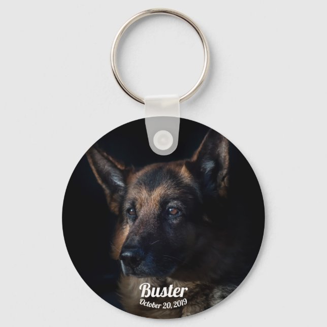 Personalise German Shepherd Pet Memorial Key Ring (Front)