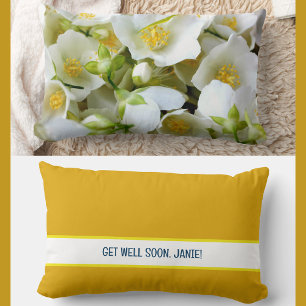 Personalise Get Well Soon Coworker Jasmine Flowers Lumbar Cushion